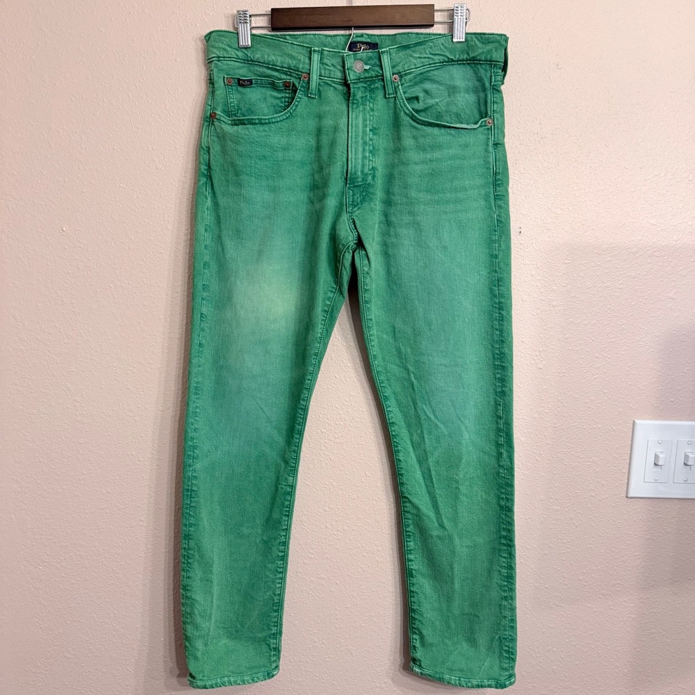 Polo Ralph Lauren Sullivan Slim Fit Green Jeans Mens 32x32 Kelly Green Denim